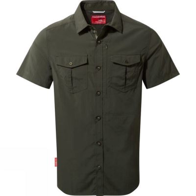 Camisa Craghoppers NosiLife Adventure Manga Corta Hombre - Verde Oliva - Chile UGL751904